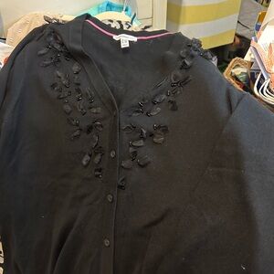 Isaac Mizrahi Black Cardigan with Pink Accents